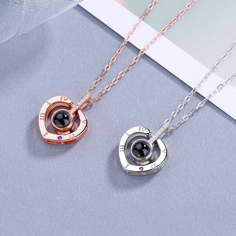 Imagem Colar de projeção 100 idiomas Eu te amo, moda feminina, colar de clavícula simples e versátil de alta qualidade