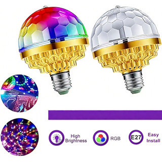 Lâmpada LED Giratória de Bola de Discoteca de Cristal — Ideal para Festas e Celebrações de Feriados