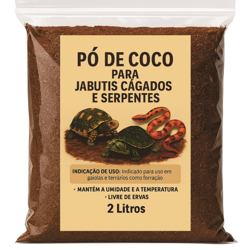 Fibra de Coco em Pó para Jabutís Cágados e Serpentes 2 Litros