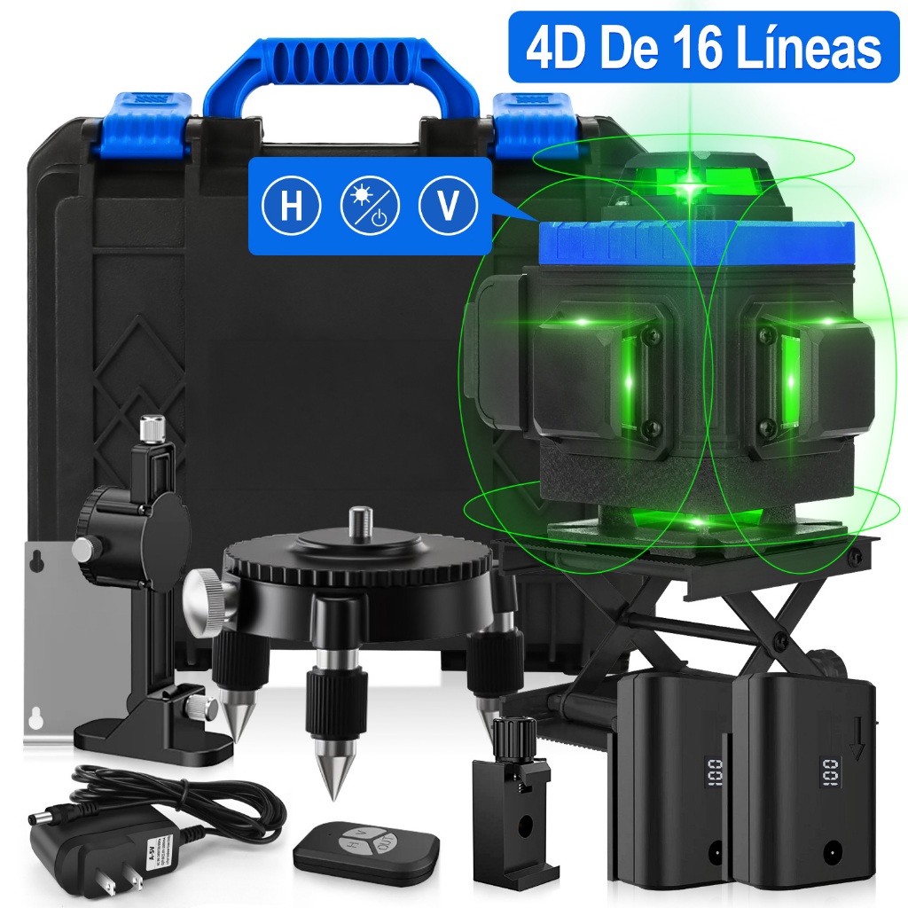 Nível A Laser 16 Linhas 4d Autonivelante+2 Baterias+Suporte em Oferta na Shopee