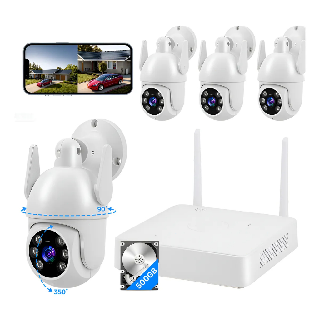 Kit Cftv 4 Câmeras Segurança Bullet Full Hd Nvr 500gb Branco em Oferta na Shopee