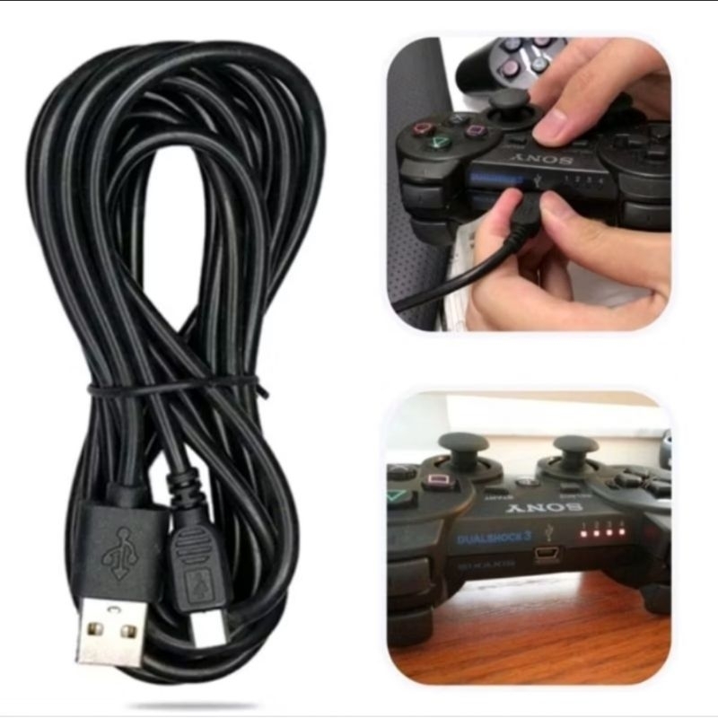 Cabo V3 USB Para Controle PS3  1.5M Grande Turbo Reforçado GPS  Carrega e Joga Passa Dados