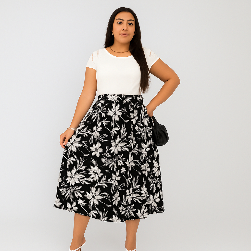 Saia Plissada Feminina Plissada  Midi Moda Casual Elegante Conforto
