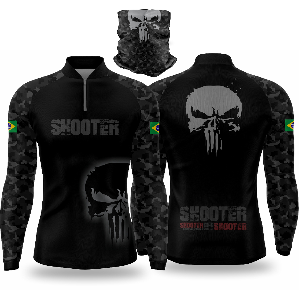 KIT CAMISA + BANDANA SHOOTER TIRO COM PROTEÇÃO UV em Oferta na Shopee