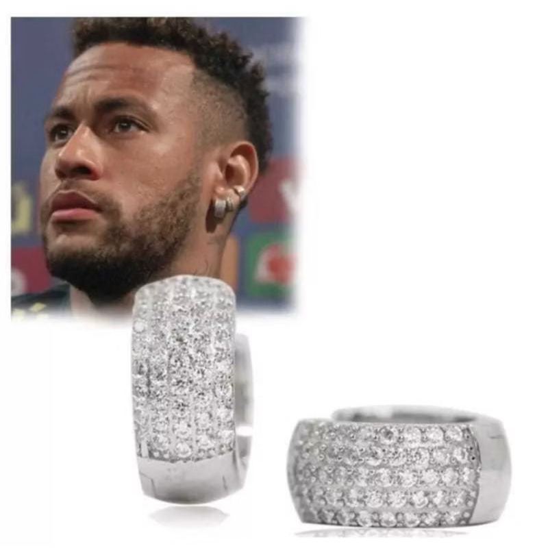 Brinco Neymar Argola Cravejada  luxo unissex em Oferta na Shopee