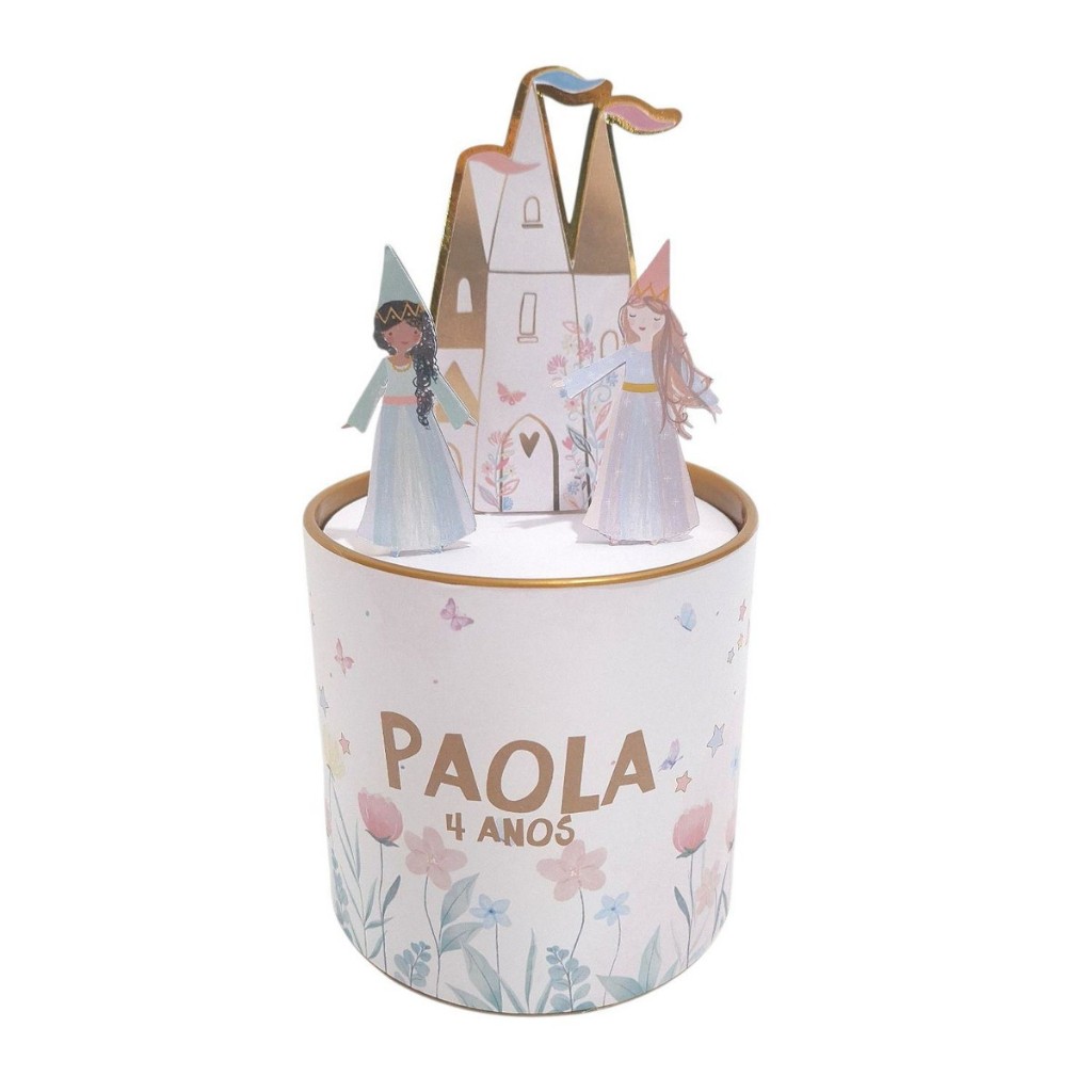 Centro de Mesa Luxo Princesas Meri Meri Tubolata 10x10 Decoração Aniversário Lembrancinhas Personalizadas
