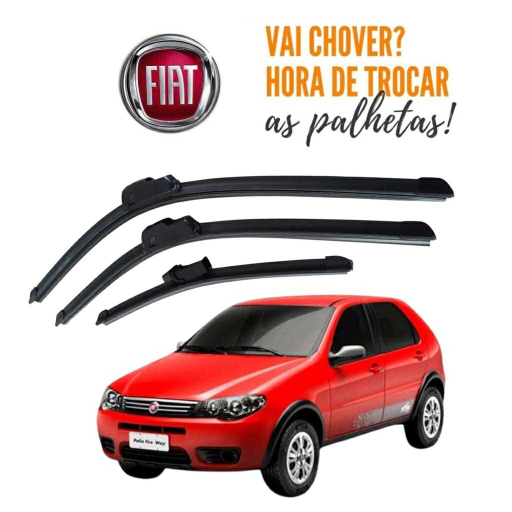 Kit 3 Palhetas Limpador de Parabrisa PALIO 1996 a 2011 Dianteira+Traseira