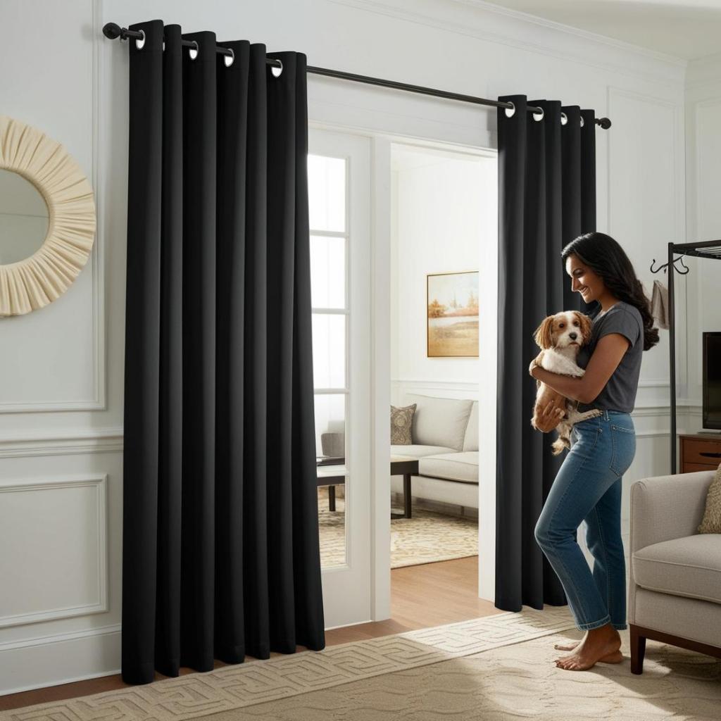 Cortina  quarto sala Rafaella Oxford 3,00 x 2,50m Preto em Oferta na Shopee