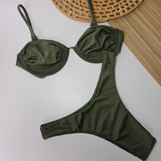 Biquíni Arco sustentação mais calcinha asa delta biquíni  Feminino Marrom  Militar Moda Praia biquíni .Biquíni da moda