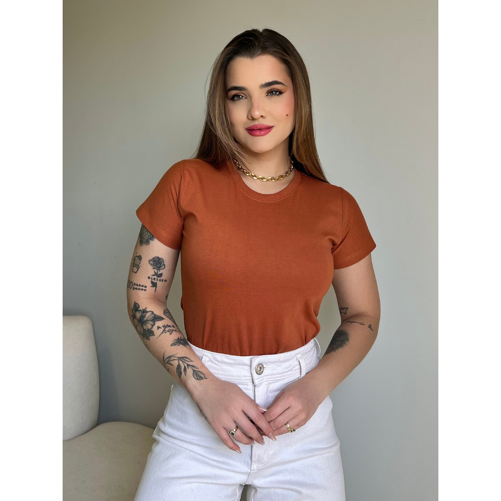 Blusa Lisa Gola O Estilosa Minimalista Confortável 100% Algodão em Oferta na Shopee