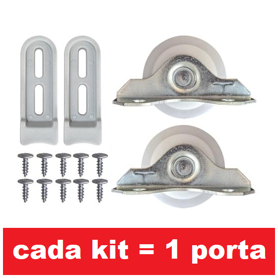 Roldada para porta de correr roupeiro/guarda roupa chapa L com guia e parafusos