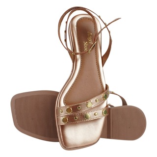 Rasteira Feminina Palmilha Macia Bico Quadrado Brilo Elegante em Oferta na Shopee