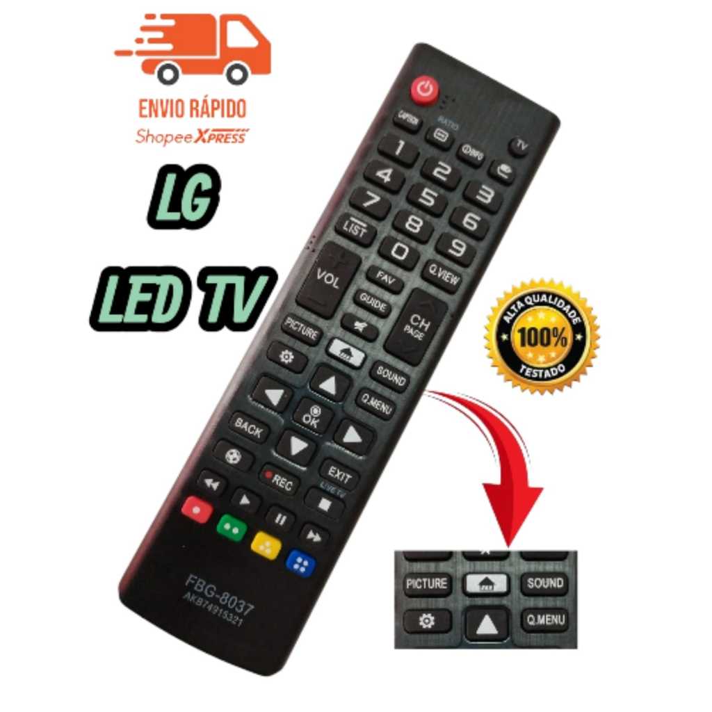 Controle Remoto LG Universal Compatível Com Smart Tv 4K LED LCD 32 40 43 50 55 65 Polegadas - LE-7002 FBG-8037