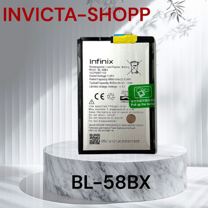 BAT Infinix BL-58BX compatível Hot 11, Hot 11 Play   original Bl-58bx ORIGINAL  -Envio imediato