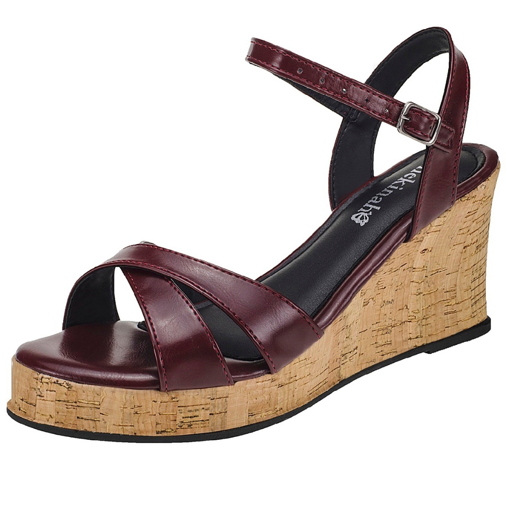 Sandália Feminina Salto Anabela Plataforma Shekinah Tiras Cruzadas Em X Lançamento Confortável Moda em Oferta na Shopee