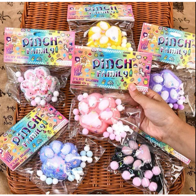 Brinquedos Squishy Patinha  de Gato Pintinho Kawaii Soft Squeeze Com Bola para Alívio De Estresse