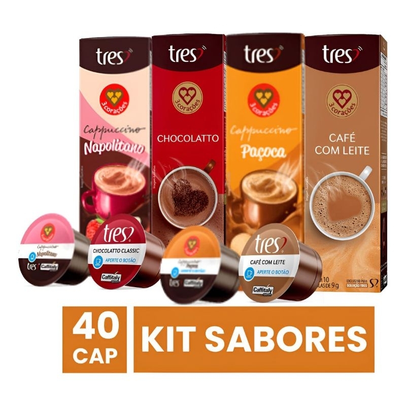 Kit 40 Cápsulas Sortidas Três Corações  Sabores Especiais em Oferta na Shopee