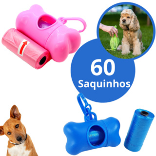 Kit Cata Caca Cachorro Cão Gato Pet com Porta Saquinhos Higienicos com 4 rolos - 60 saquinhos em Oferta na Shopee