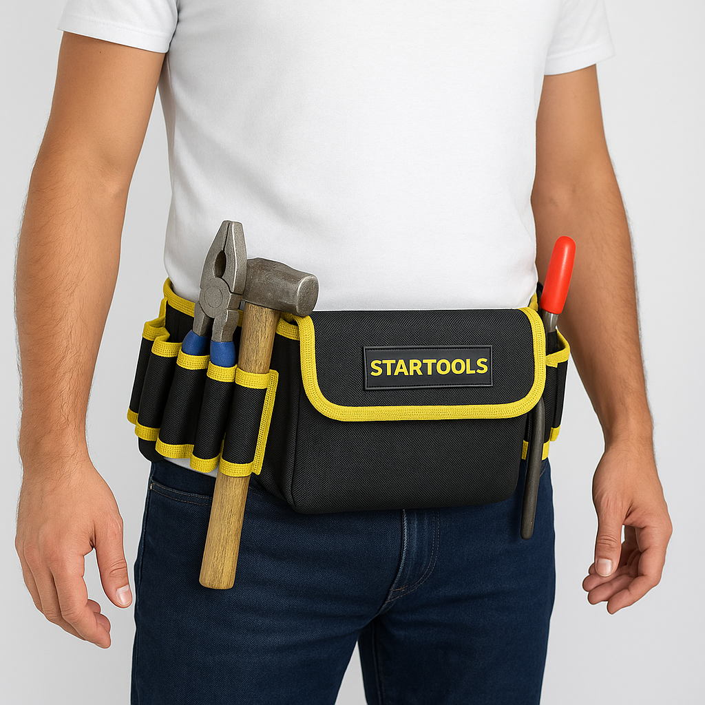 Cinturão Cinta Porta Ferramentas 7 Bolsos Cartucheira Multifuncional Organizado Pratico Utilitário