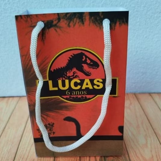 Sacolinha Surpresa Personalizada para Festa Infantil de Criança Mimo Lembrancinha Dinossauro