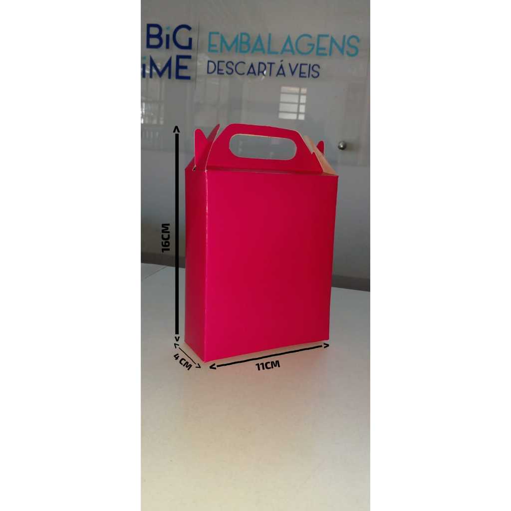 Caixa surpresa lembrancinha aniversário de papelão com alça colorida