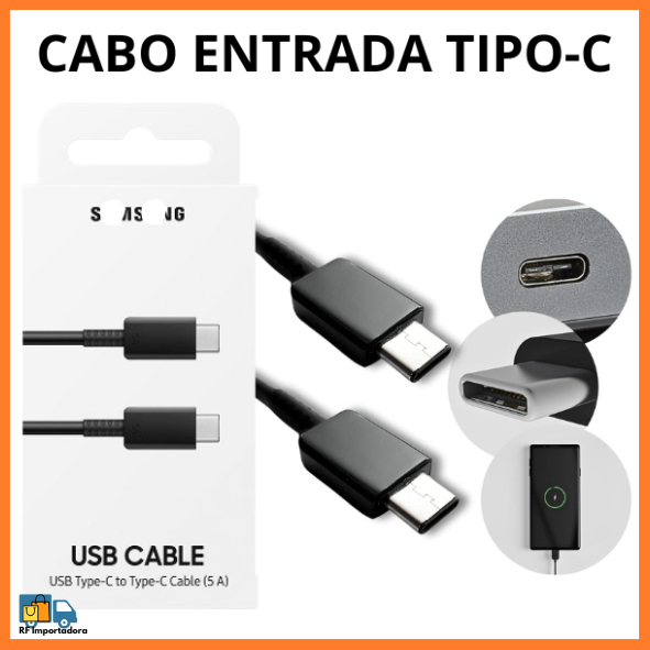 Cabo Turbo Samsung USB C Tipo C Carregamento Rápido