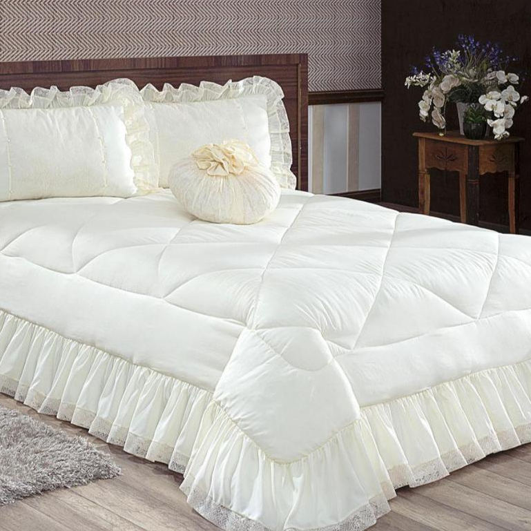 Kit de colcha Queen noiva/núpcia/decoração em renda com 4 peças