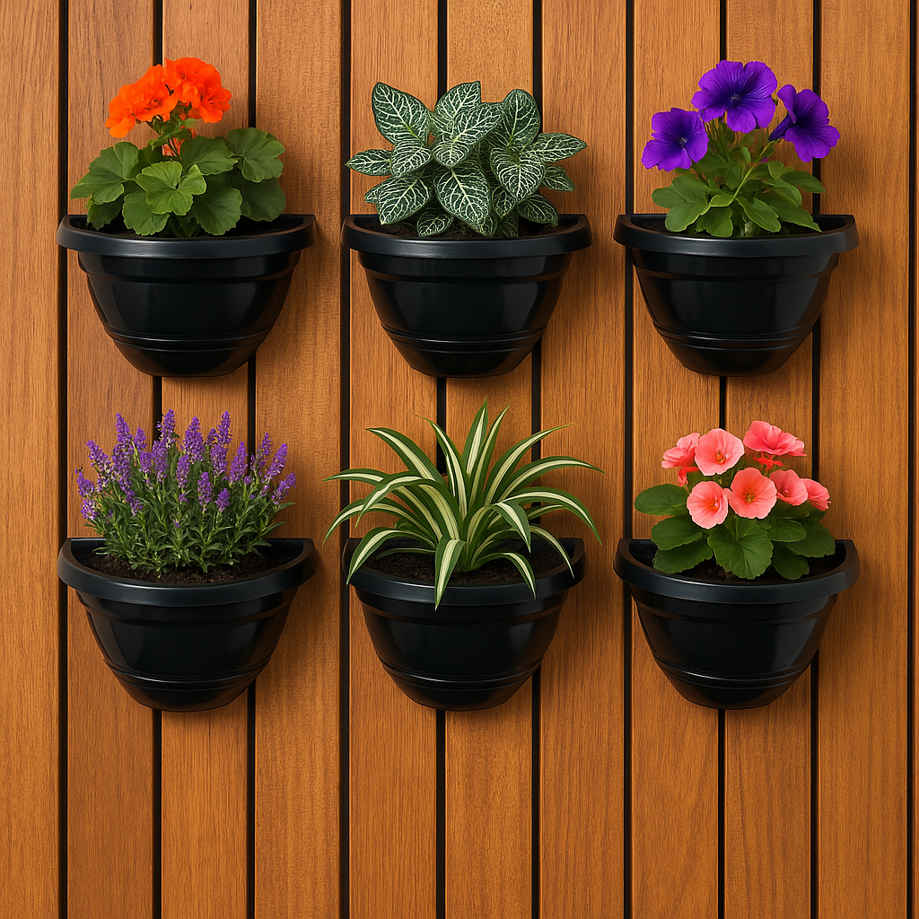 Jogo 6 Vaso de Parede 450ml PRETO Vaso Pequeno Plástico Cuia Vasinho Meia Lua Jardim Vertical Flores em Oferta na Shopee