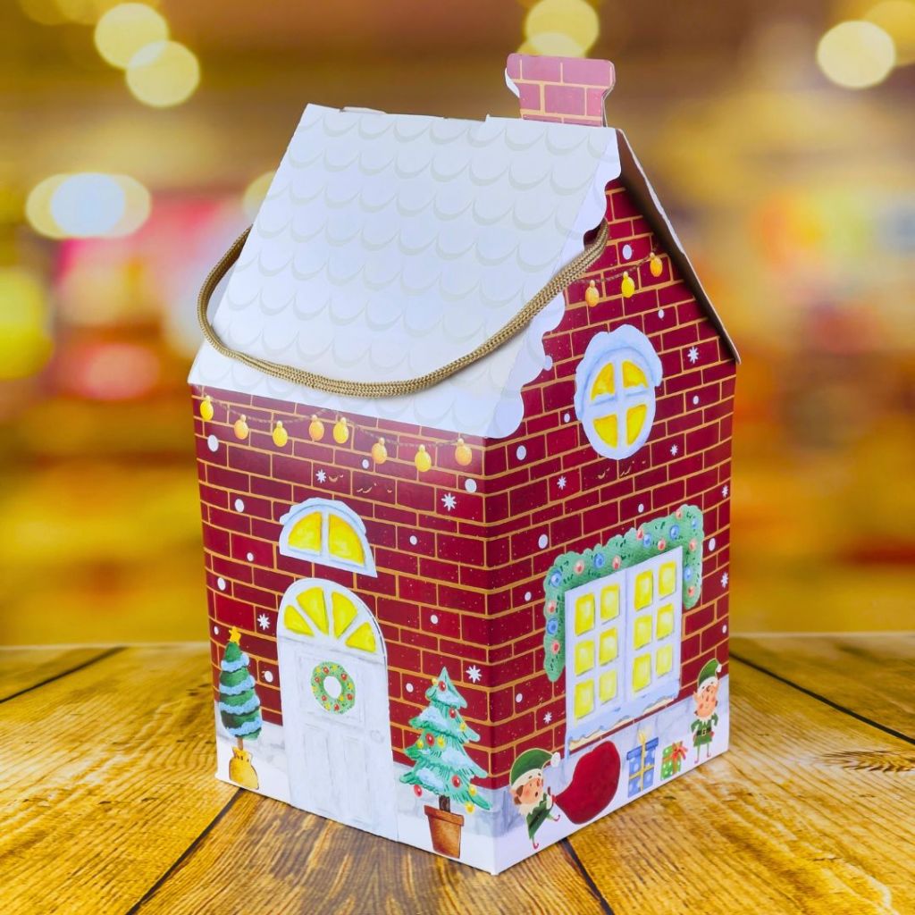 10 CAIXA PANETONE CASA 14X14X24 - CONTO DE NATAL 5603 (NATAL 2025 IDEIA) (CHOCO)