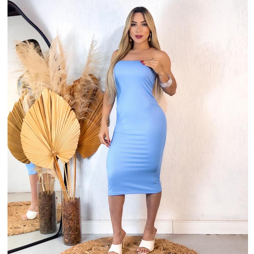 Vestido Mídi Tomara que Caia Canelado - Elegância e Conforto em um Único Vestido - TECIDO PREMIUM ANARRUGA