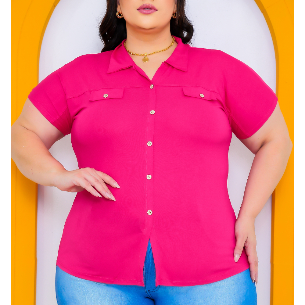 Blusa Plus Size Feminina Gola Polo Manga Curta Casual Elegante fresco - Viscolaycra Premium Macia e Encorpada G3 em Oferta na Shopee