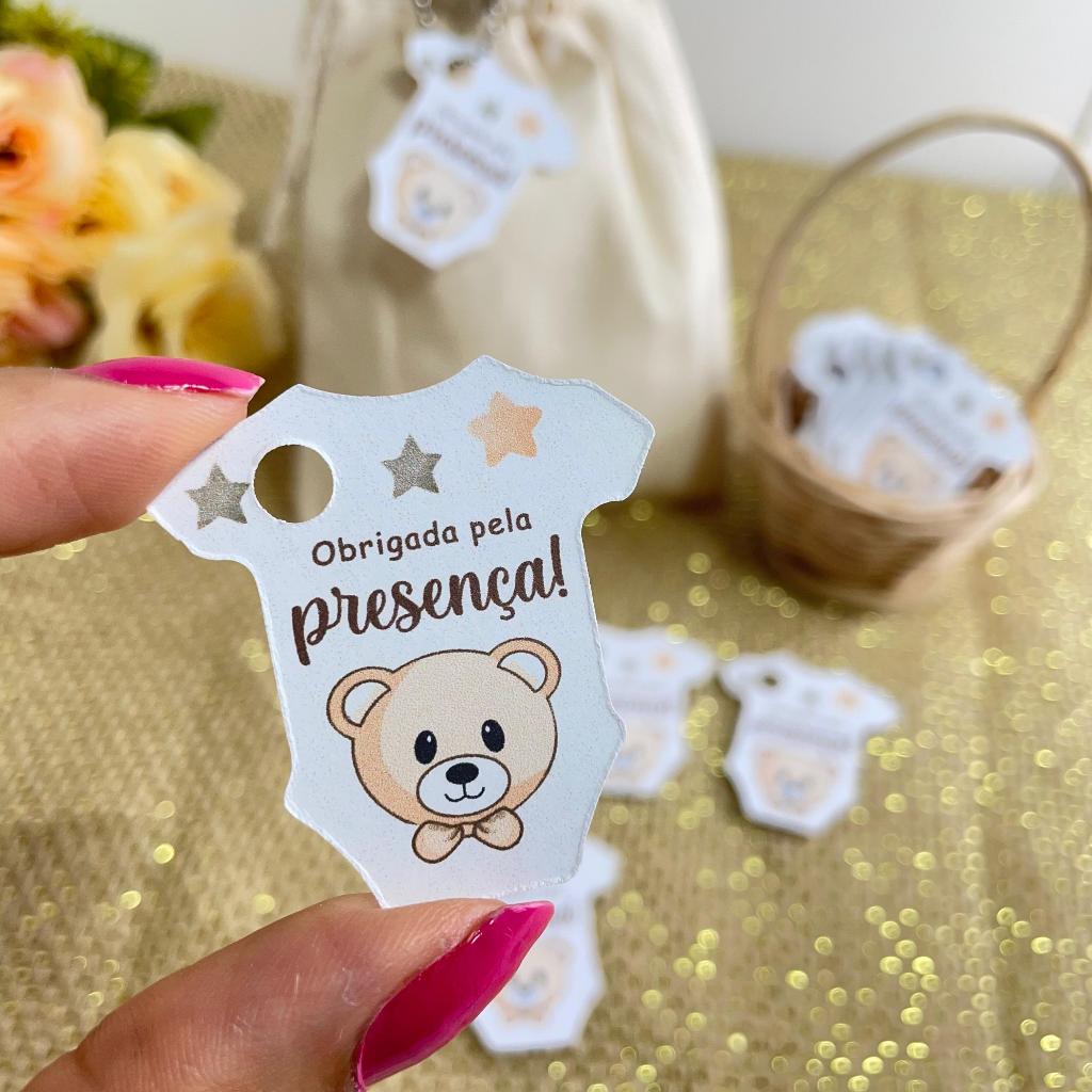 Envio imediato - TAG com furo para lembrancinha chá de bebe ursinho bege marrom urso cores neutras cha de bençãos em Oferta na Shopee