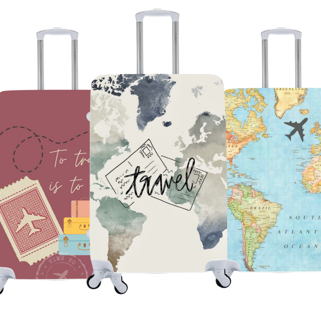 Imagem Capa de Mala Personalizada Mapas Estilo e Proteção Para Suas Viagens Bagagem