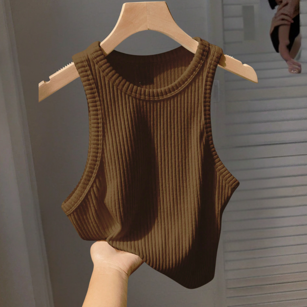 Kit 2 Croppeds Camiseta Regata Canelada Básica Moda Blogueira