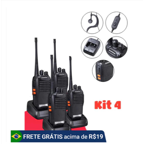Kit 4 Radio Walk Talk Comunicador 16 Ch 12km Baofeng BF-777S