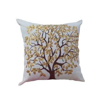 Capa de Almofada Linho Cru Bordado-Árvore da Vida 45x45cm em Oferta na Shopee