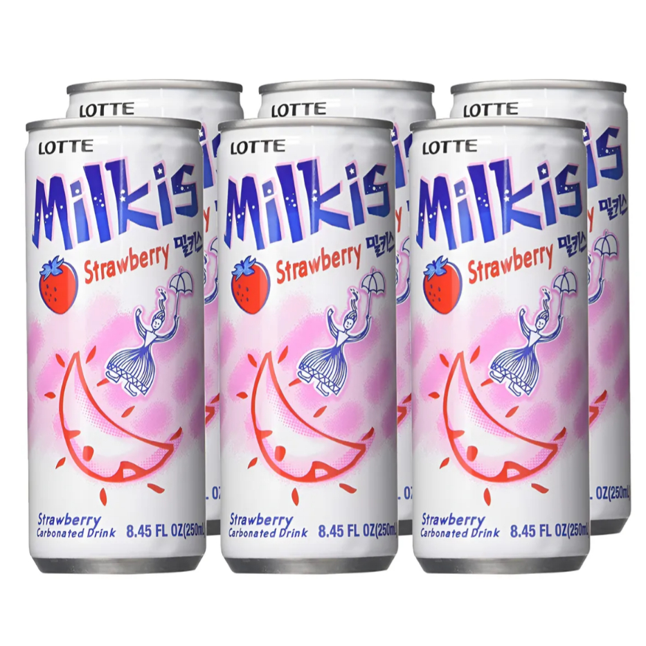 Kit 6 Latas Milkis Coreano Lotte 250ml | Refrigerante com Leite | Sabores Variados | Sem Cafeína | Mimos Korea em Oferta na Shopee