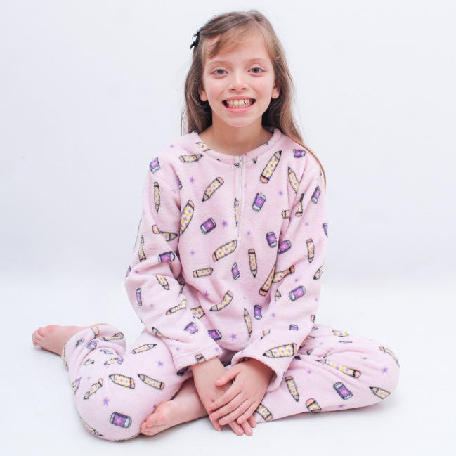 Conjunto Pijama Infantil Sortido Menina Fleece Inverno Quentinho Criança Escola em Oferta na Shopee