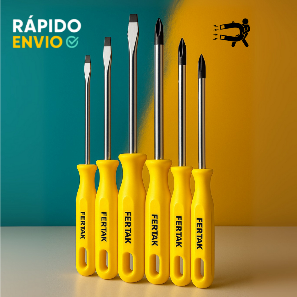 Jogo Com Chave de Fenda e Phillips Kit Profissional Imã Imantada Magnética Envio Rápido