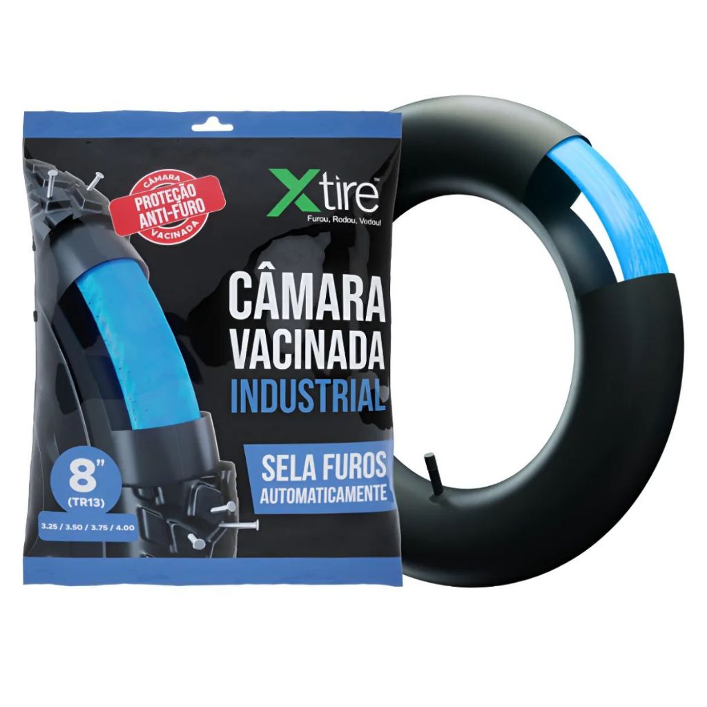 Câmara De Ar Industrial Xtire Com Vacina De Pneu Selante Anti-Furo Aro 8” Válvula Tr13