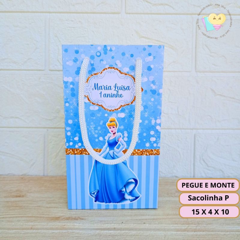 Sacolinha Surpresa Cinderela - Personalizados - Lembrancinha - Festa infantil - Aniversário / PEGUE E MONTE