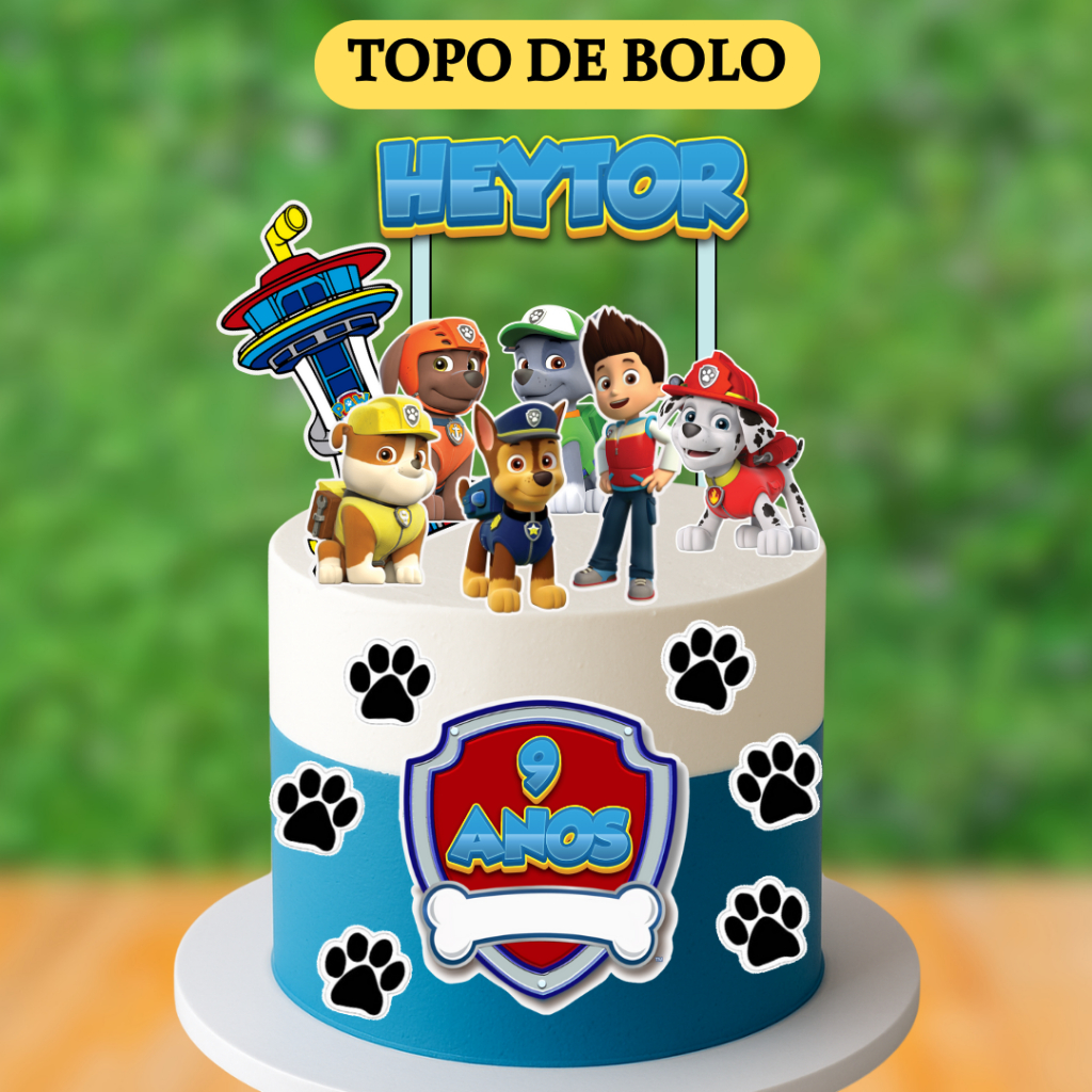 Topper Topo De Bolo Patrulha Canina, Nome e Idade Personalizados em Oferta na Shopee