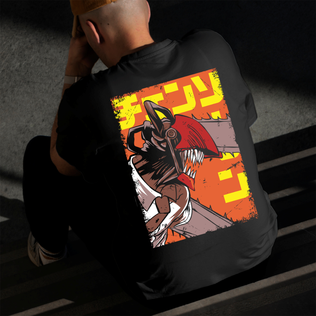 Camiseta Masculina Estampada Anime Moto Serra 100% Algodão Estilo Conforto Diário Do Tamanho P ao GG