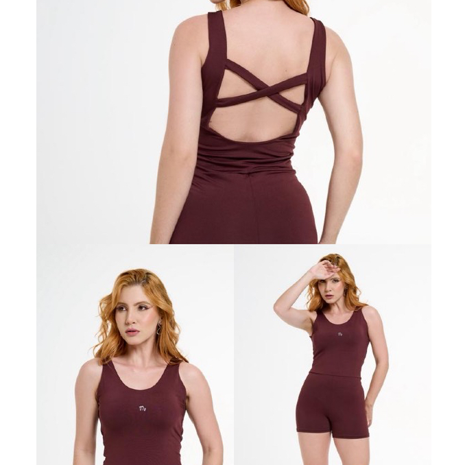 Kit 2 Macaquinho Fitness Curto Corrida BUSTO DUPLO TECIDO Feminino Academia .