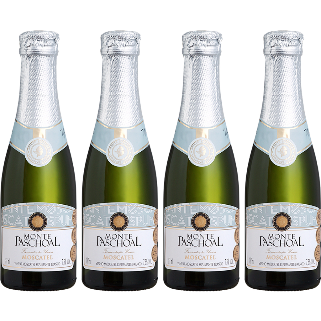 Monte Paschoal Mini Espumante Moscatel Branco Suave Baby Caixa 4 x 187ml