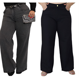 kit 2 calça wide leg! PLUS SIZE PANTALONA 46 ao 56 em Oferta na Shopee