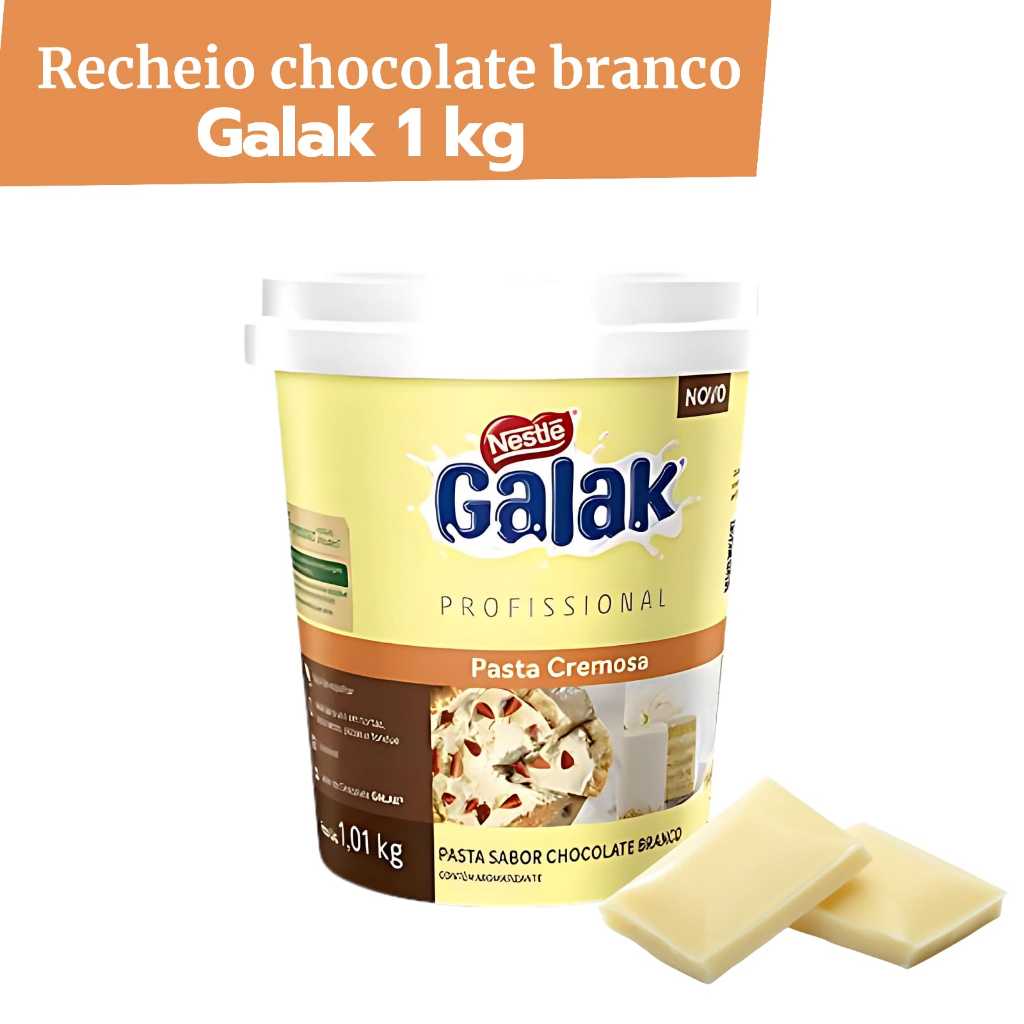 Recheio Nestlé Galak Profissional Chocolate Branco 1kg Pasta Cremosa para Bolos, Tortas e Sobremesas