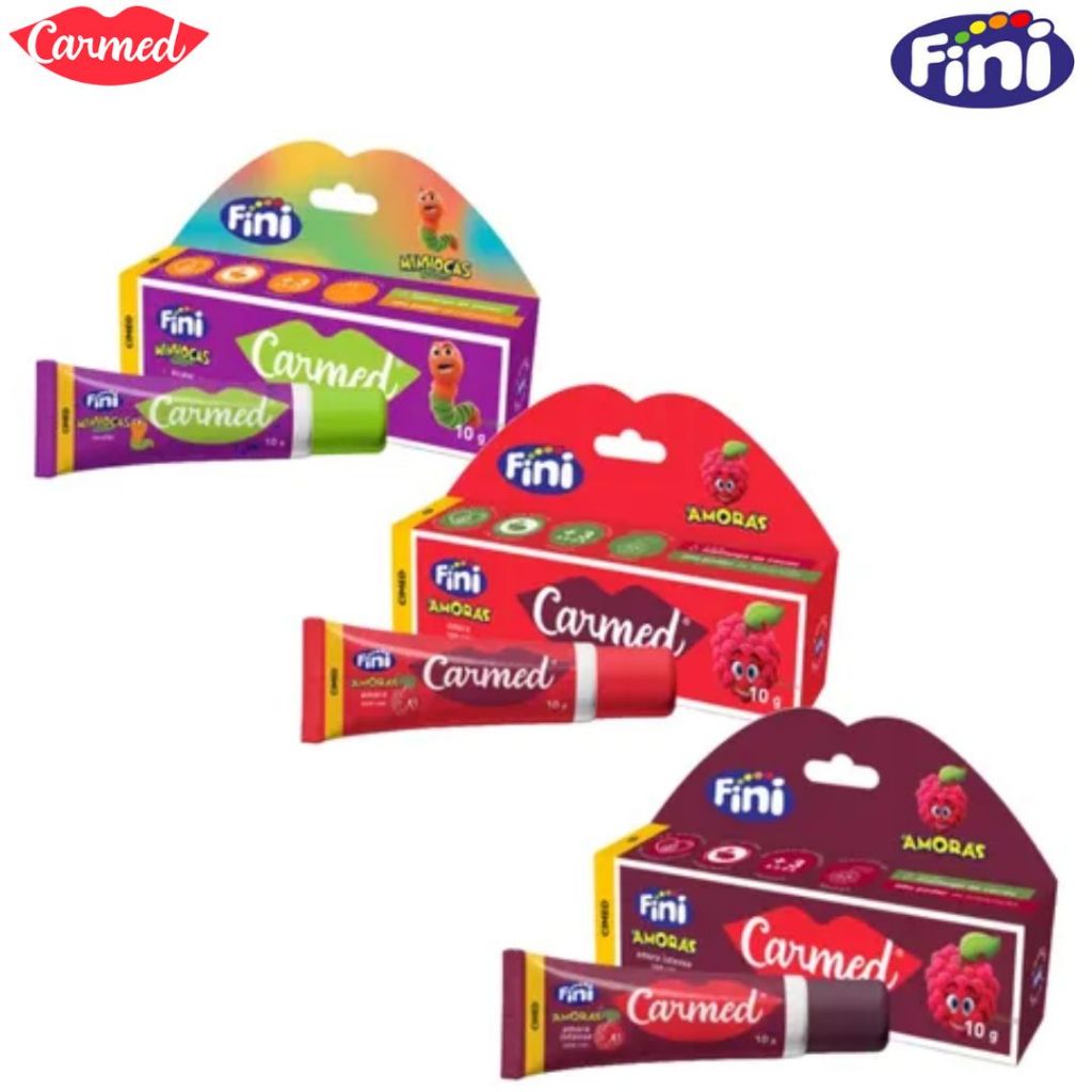 Carmed Fini Kit com 3 Hidratantes Labiais – Amora, Minhocas Azedinhas e Amora Intensa