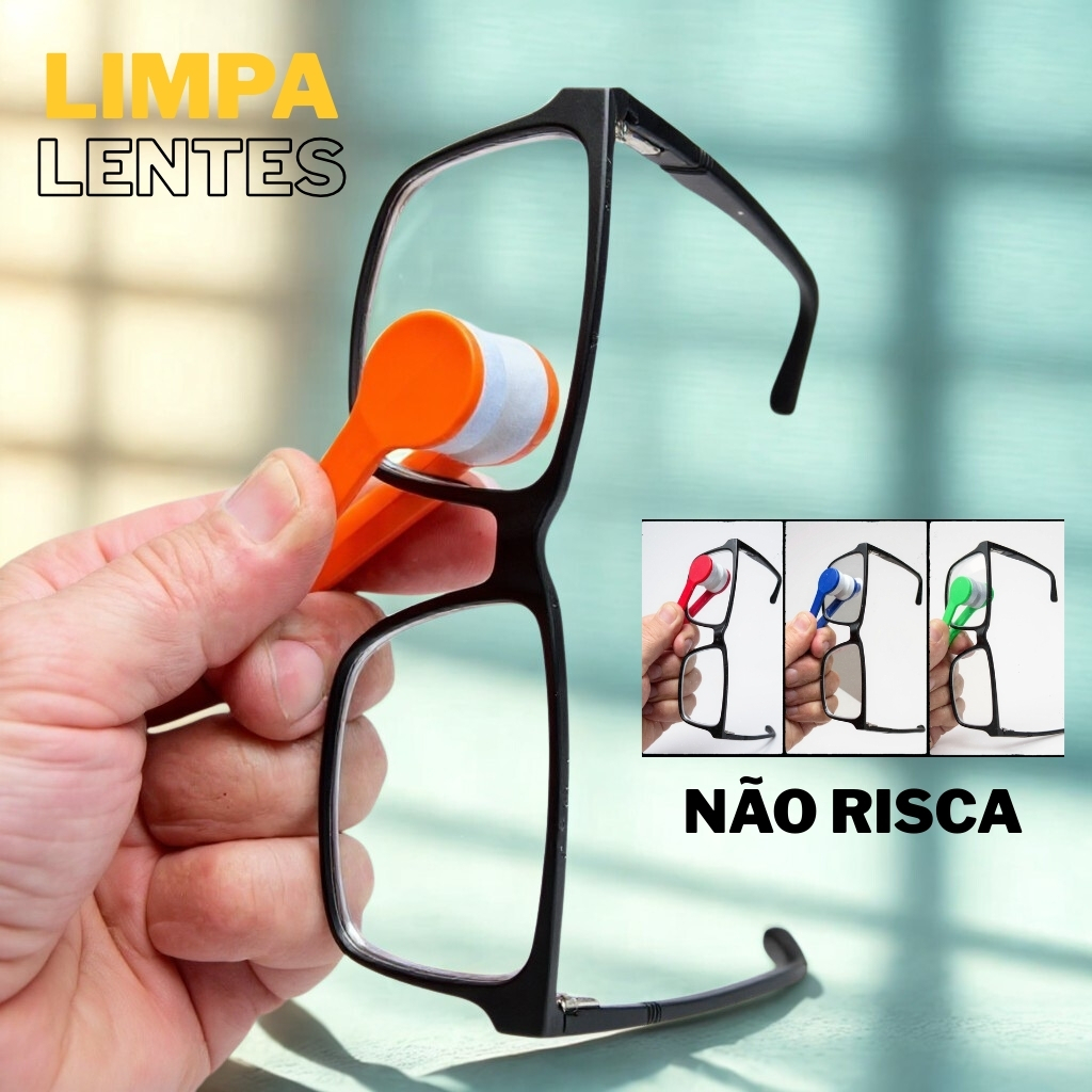 Limpa Lentes de Óculos Mini Escova Limpadora de Óculos 2 em 1 Prático Portátil Não Risca