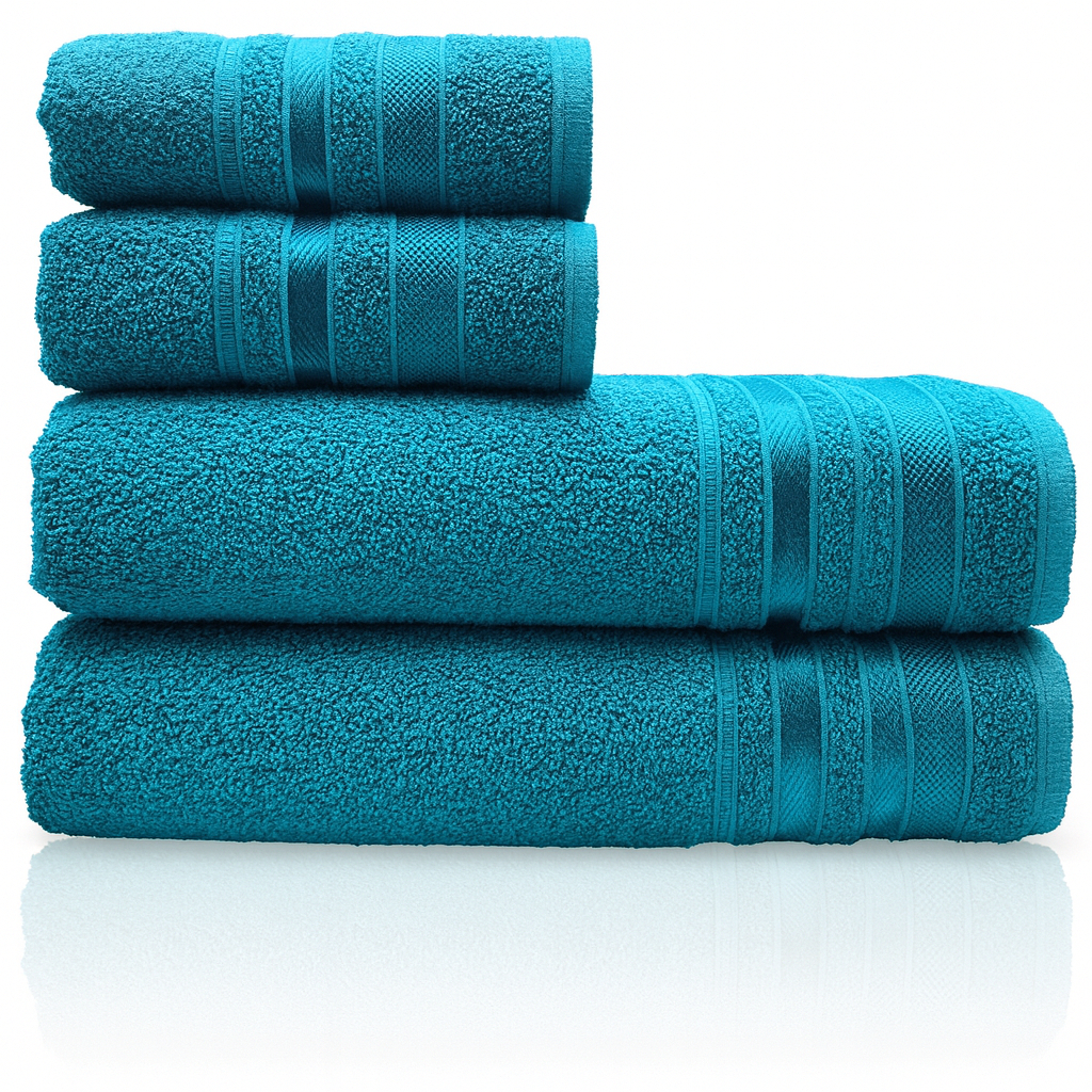 Jogo de Toalhas 4 Peças Sarah Enxovais Marselha 100% Algodão – 2 Banho + 2 Rosto Macias – Azul Petroleo